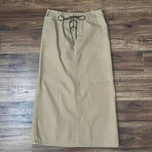 Y2K Old Navy Khaki‎ Lace Up Midi Skirt Women 4 Cargo Utility 00s Minimalist